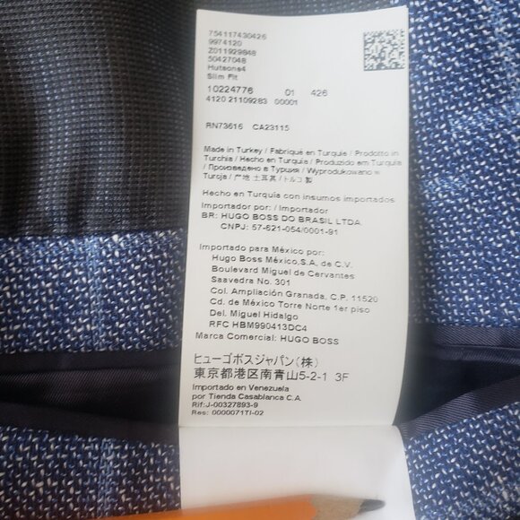 Hugo Boss Genius Blue Plaid Wool Sport Coat Slim Fit size 38R - Picture 13 of 16